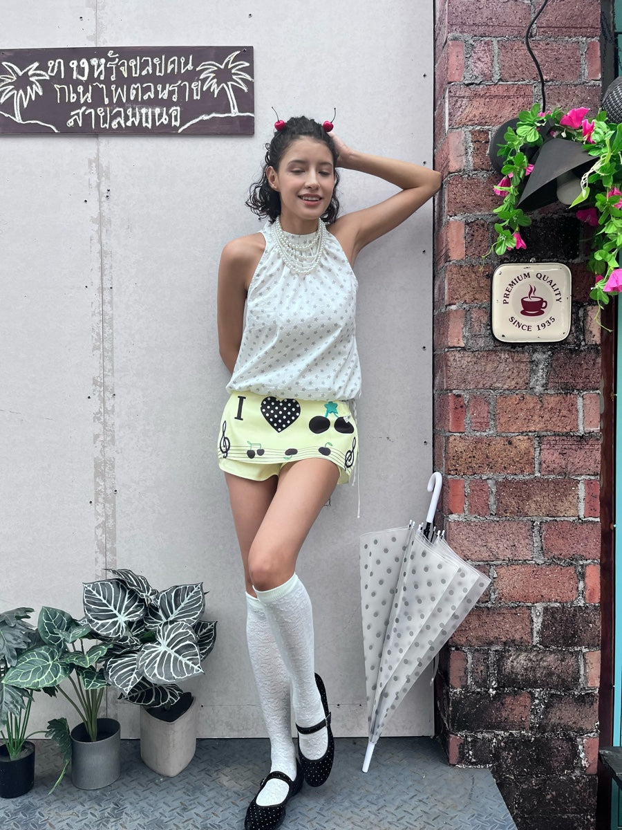 Buttercup Yellow Cherry Music Skirt