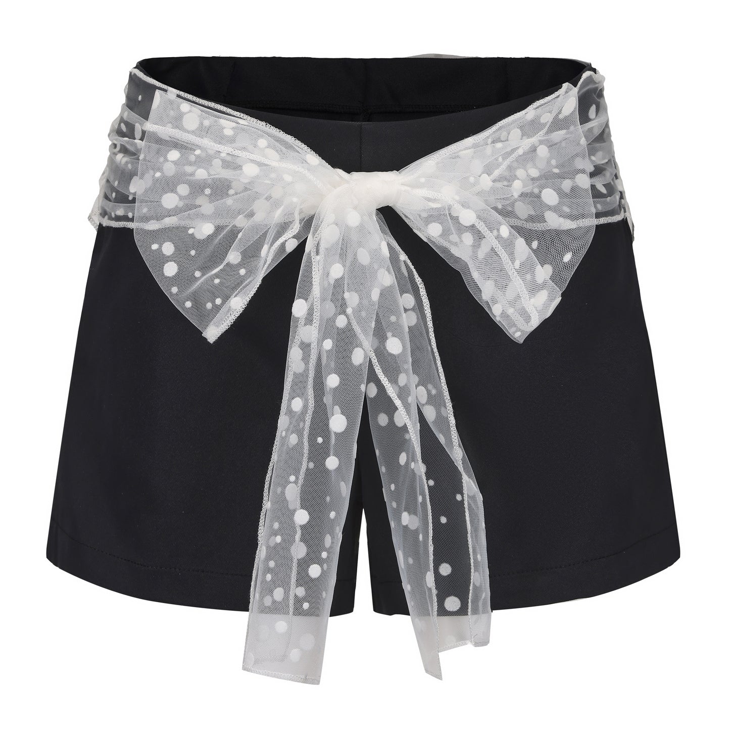 Mesh Bowknot Belt Shorts
