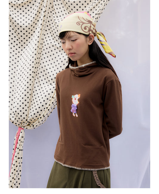 Front view of Unsocial Night graphic print hooded top featuring a standard regular fit, long sleeves, a pullover hood, and soft cotton-poly knit texture