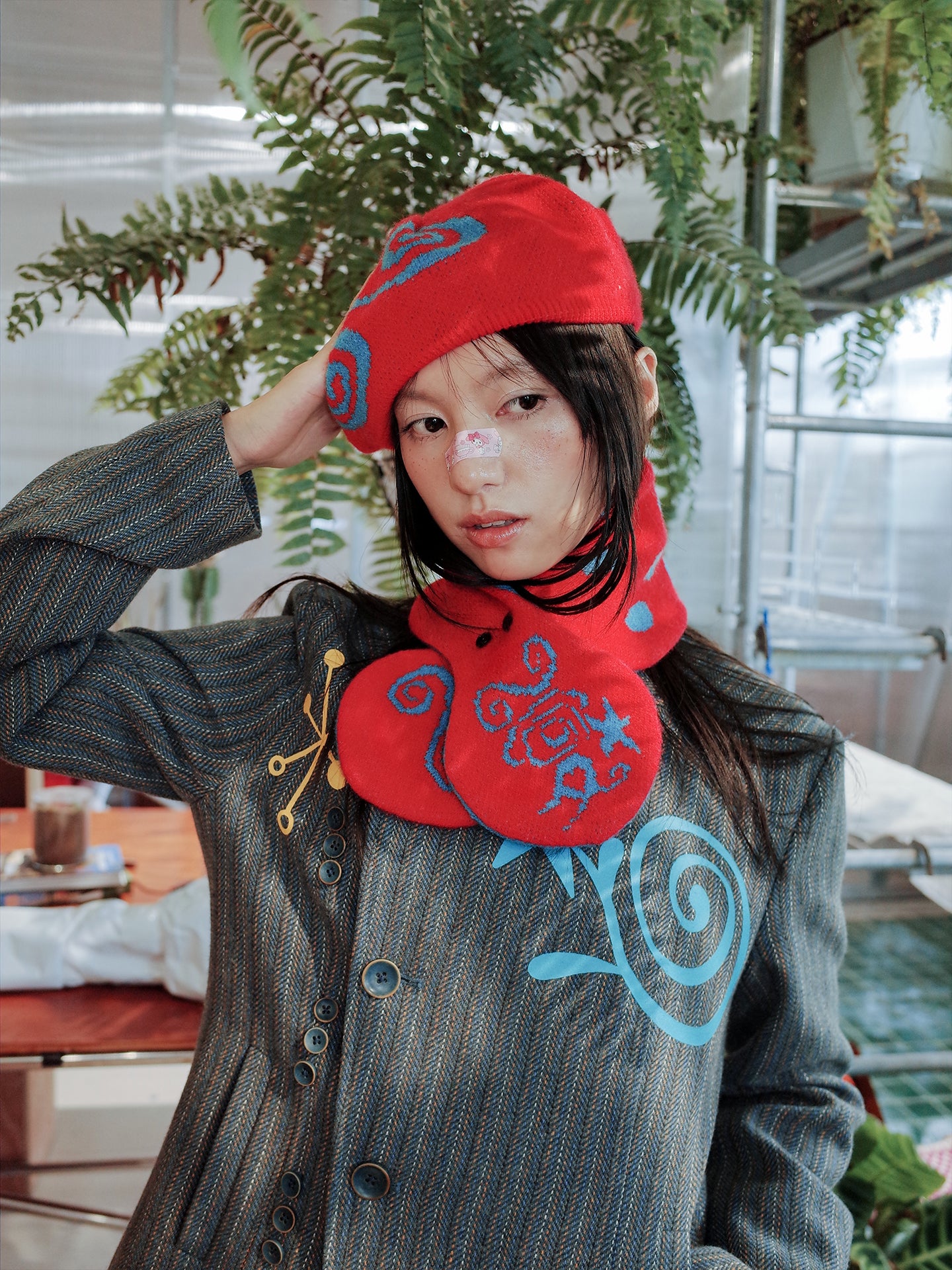 Red Sky Blue Land Knit Beret & Scarf