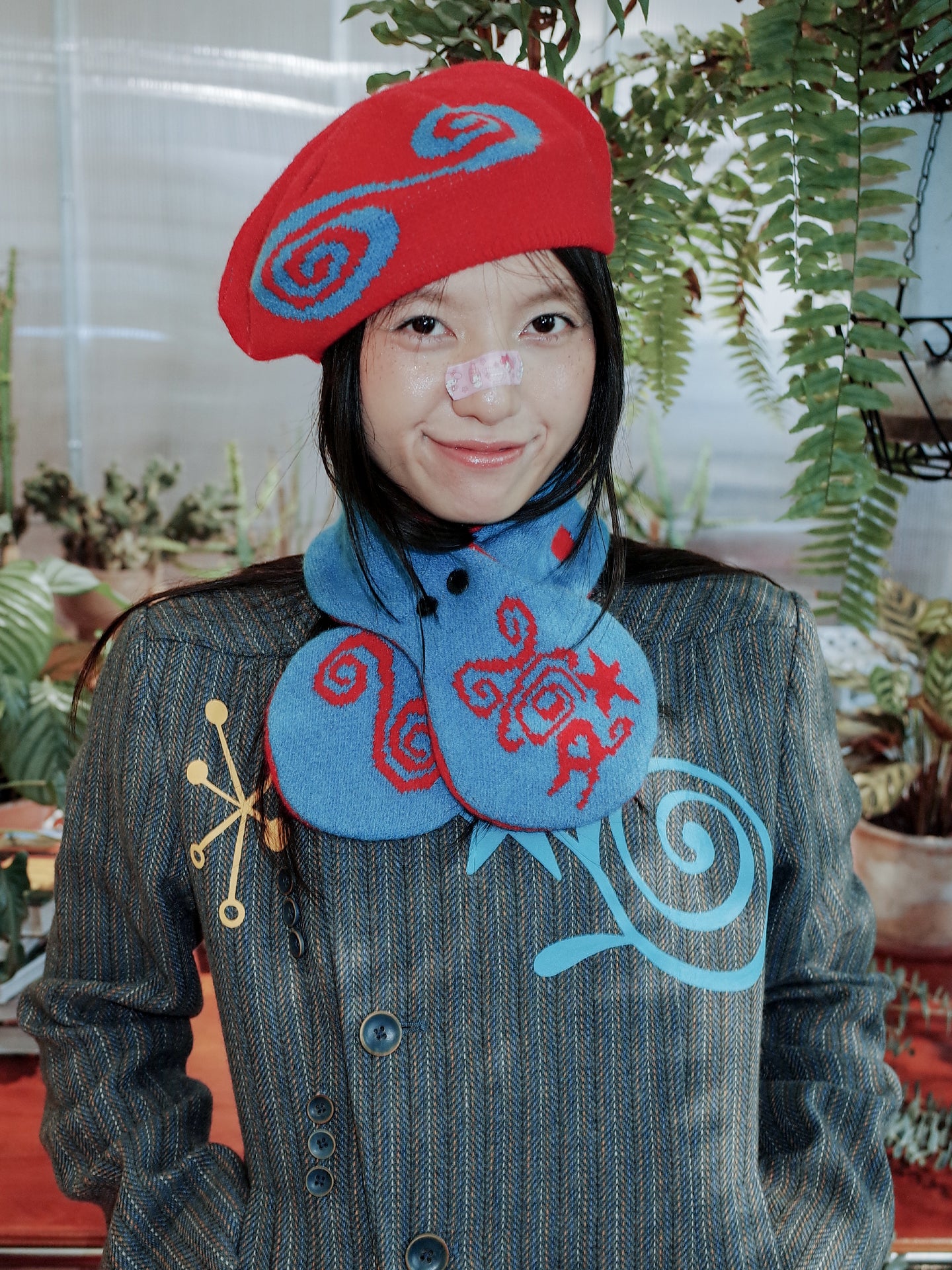 Red Sky Blue Land Knit Beret & Scarf