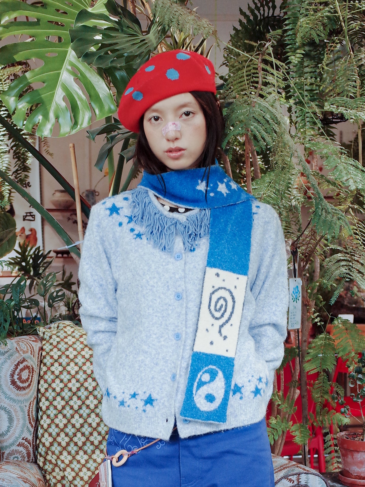 Red Sky Blue Land Knit Beret & Scarf