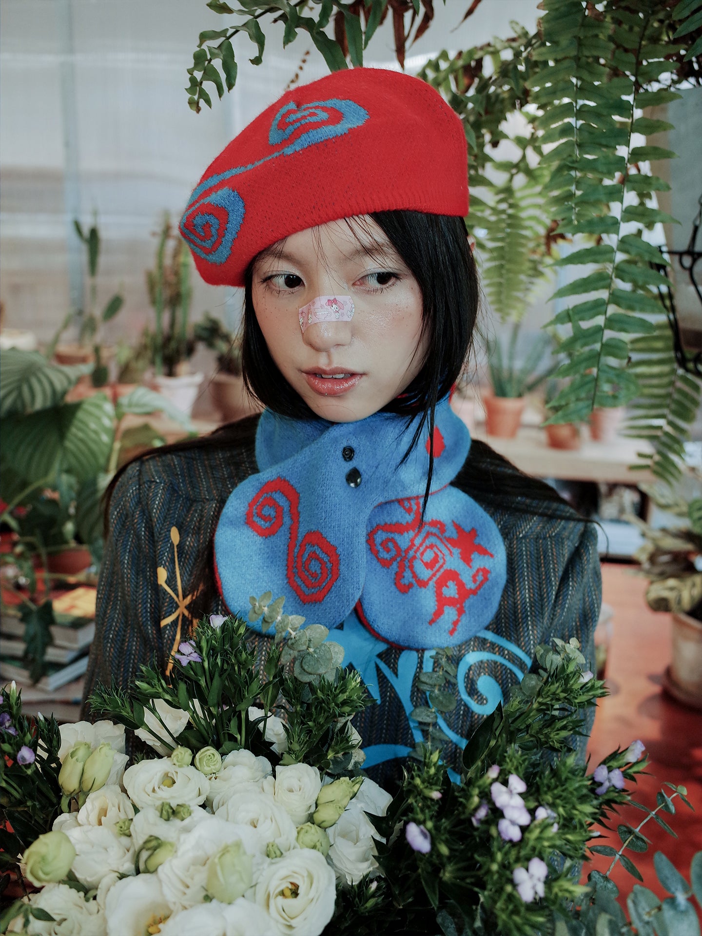 Red Sky Blue Land Knit Beret & Scarf