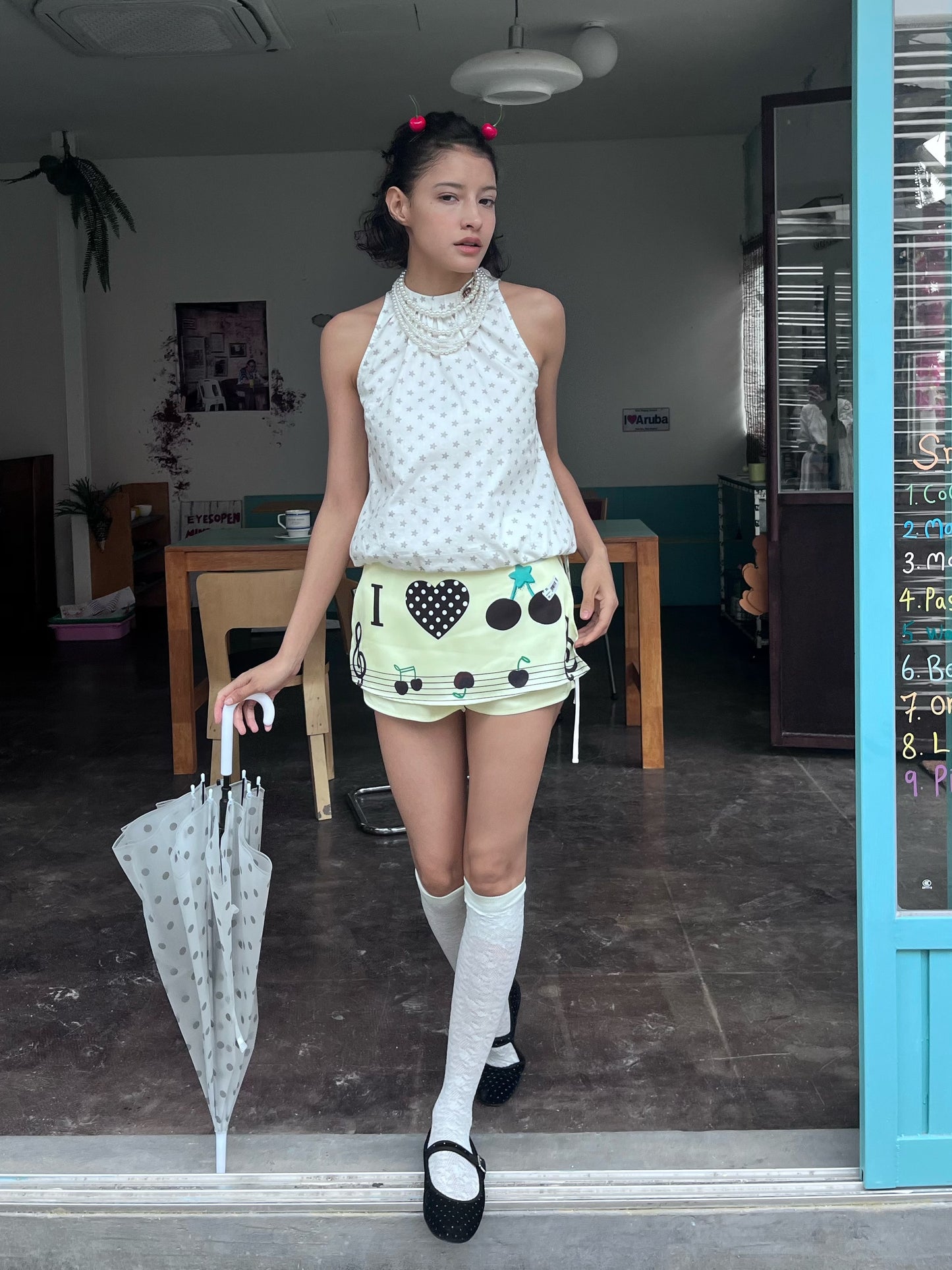 Buttercup Yellow Cherry Music Skirt
