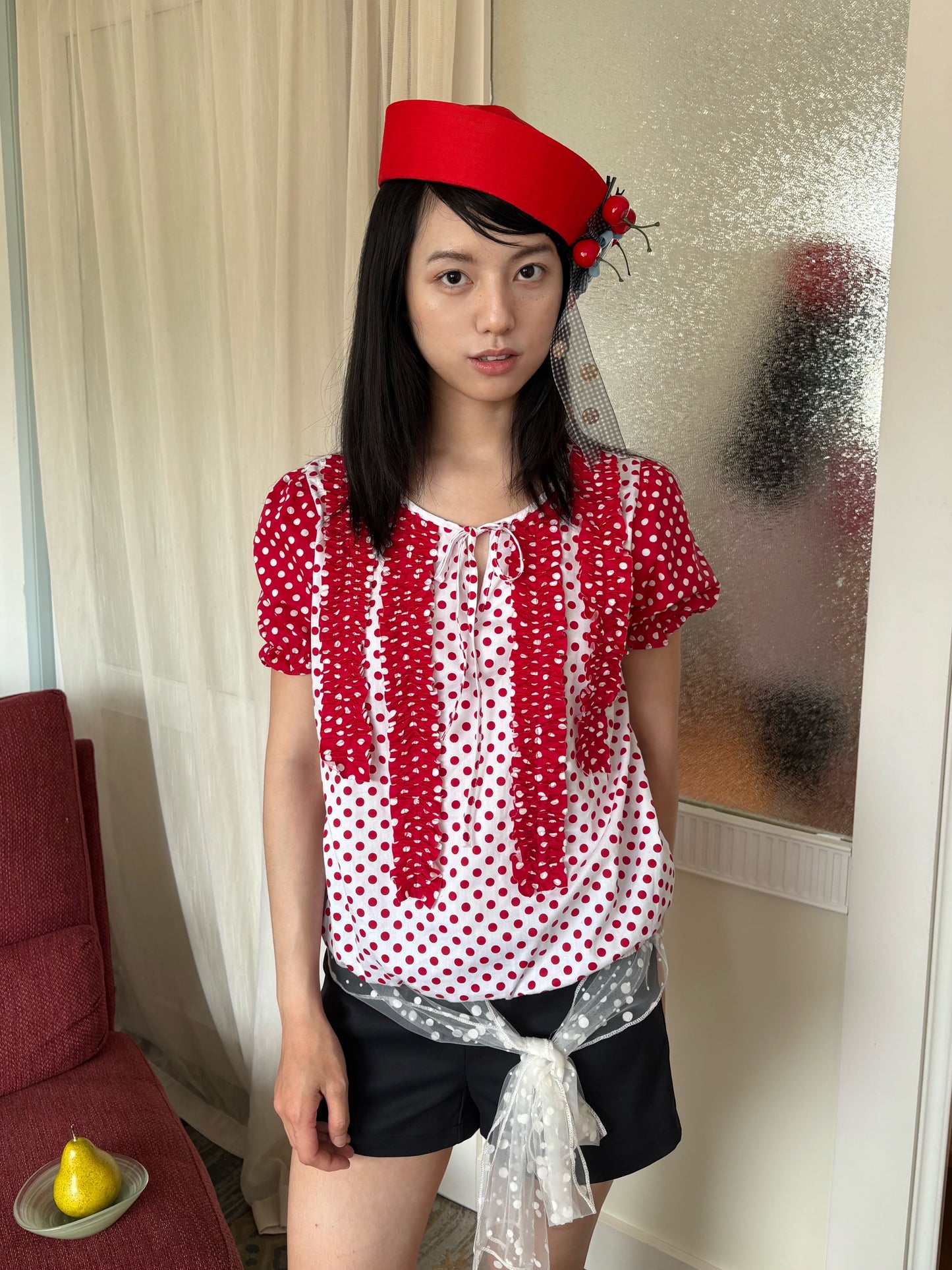 Mesh Bowknot Belt Shorts