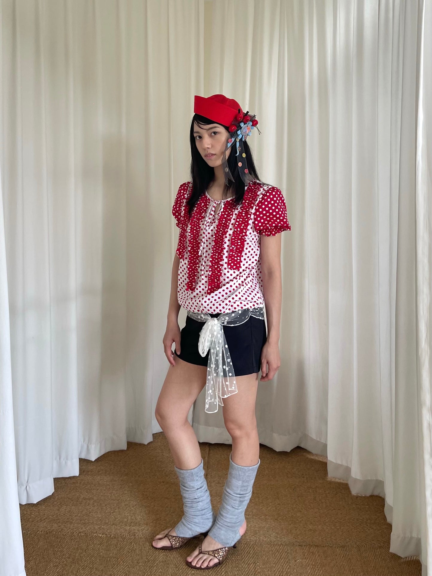 Mesh Bowknot Belt Shorts
