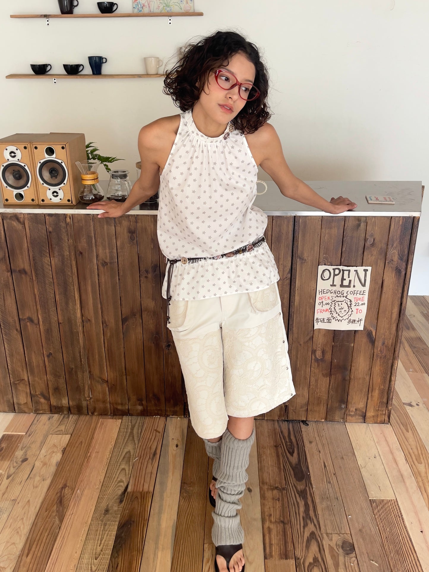 Oatmeal Lace Patchwork Shorts