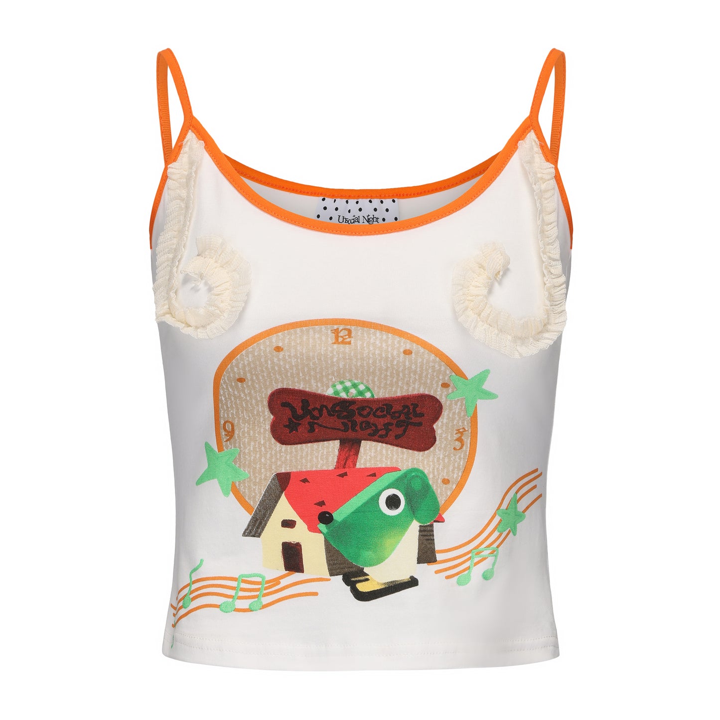 Orange Cute Print Cami Top