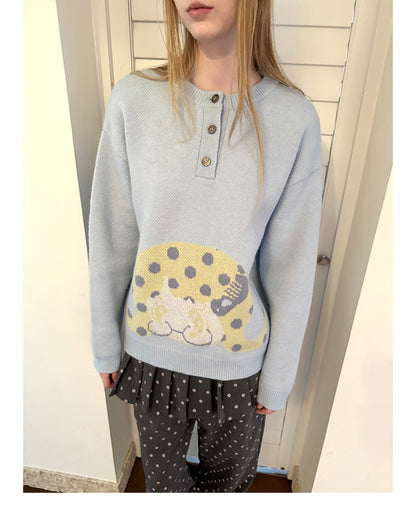 Picturebook Girl Henley Knit Sweater