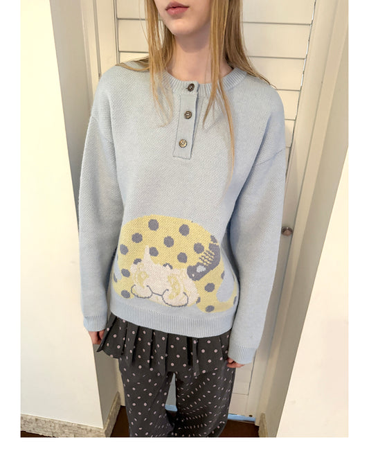 Picturebook Girl Henley Knit Sweater