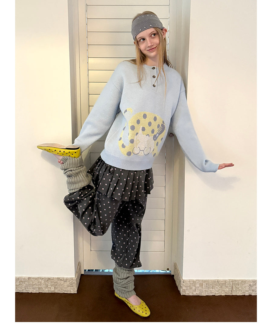 Picturebook Girl Henley Knit Sweater