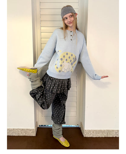 Picturebook Girl Henley Knit Sweater