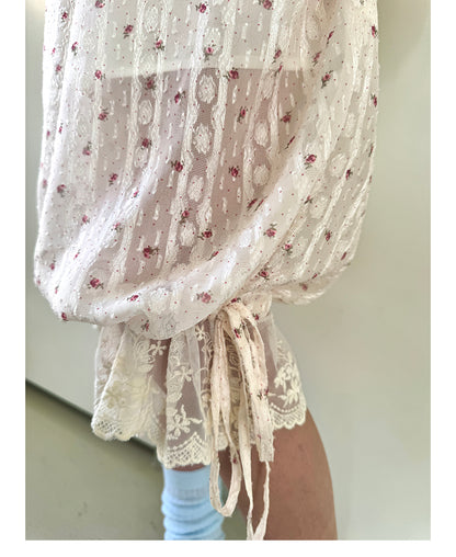 Unsocial Night Capri trousers showcasing the delicate lace trim inserts, central ruched leg detailing, adjustable ribbon ties, and functional drawstring hems