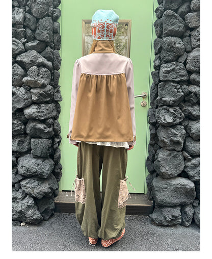 Wax-Seal Metallic Flower Trench Jacket