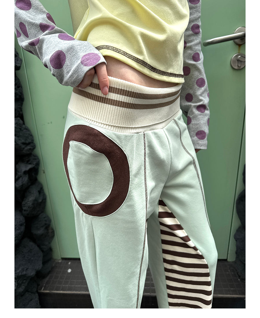 Chalk Circle Striped Patchwork Flared Sweatpants