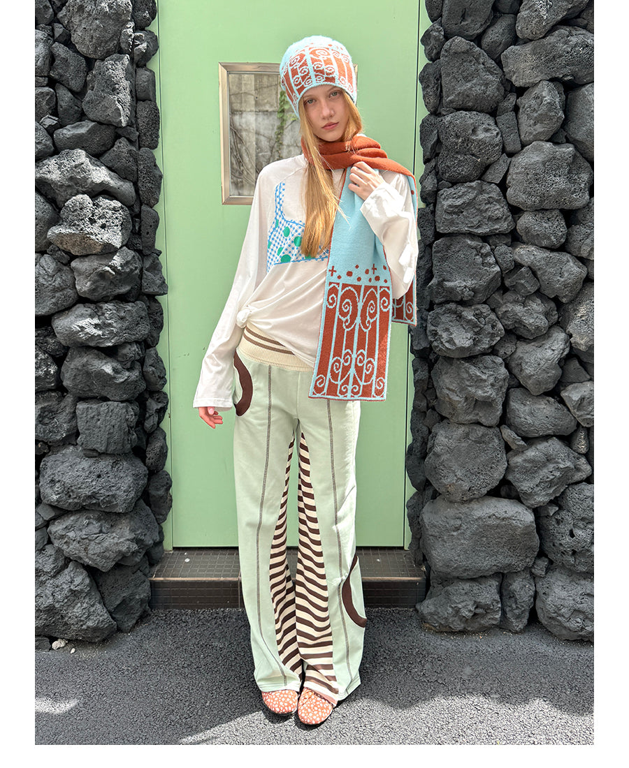 Chalk Circle Striped Patchwork Flared Sweatpants