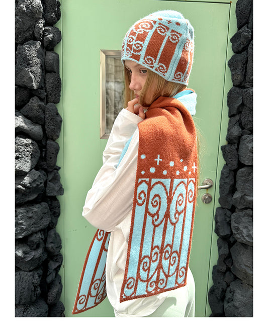 Campus Railing Reversible Beanie Hat & Scarf Set