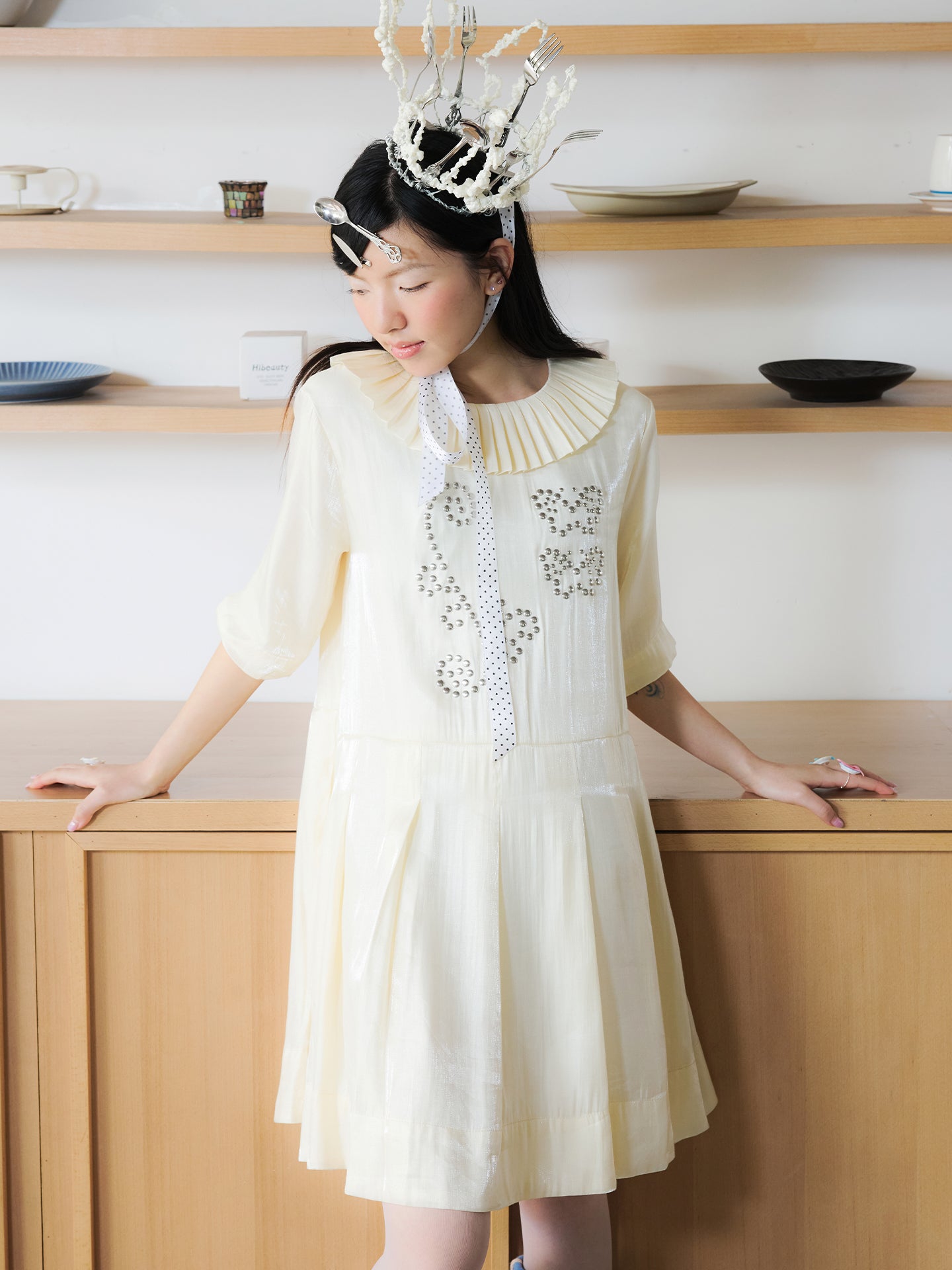 Shimmer Waves Pleated Dress