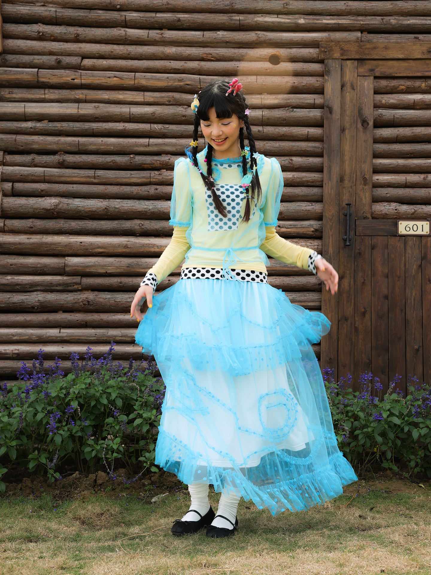 Swirl Dots Mesh Top & Skirt