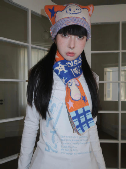 Oliwa × USN Cat-Ear Beanie Hat & Scarf Set