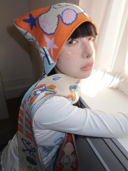 Oliwa × USN Cat-Ear Beanie Hat & Scarf Set