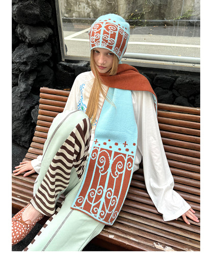 Campus Railing Reversible Beanie Hat & Scarf Set
