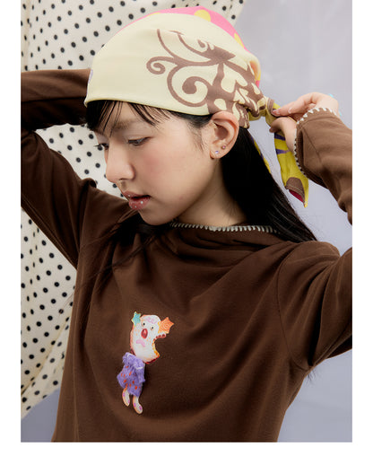Front view of Unsocial Night graphic print hooded top featuring a standard regular fit, long sleeves, a pullover hood, and soft cotton-poly knit texture