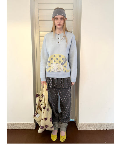 Picturebook Girl Henley Knit Sweater