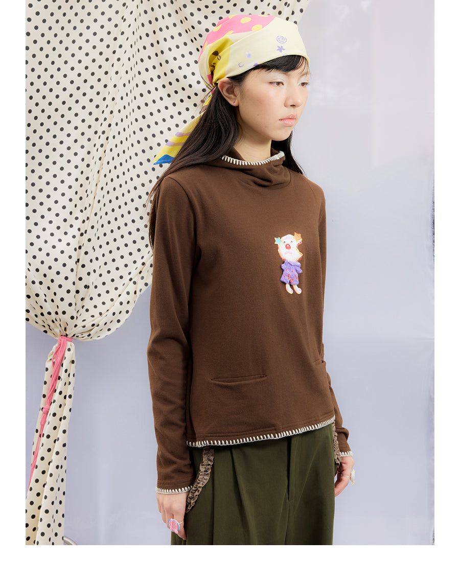 Front view of Unsocial Night graphic print hooded top featuring a standard regular fit, long sleeves, a pullover hood, and soft cotton-poly knit texture