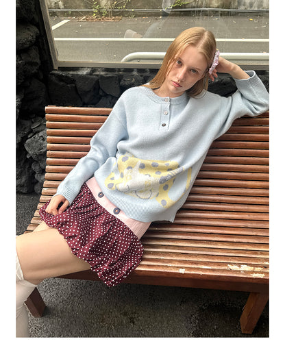 Picturebook Girl Henley Knit Sweater