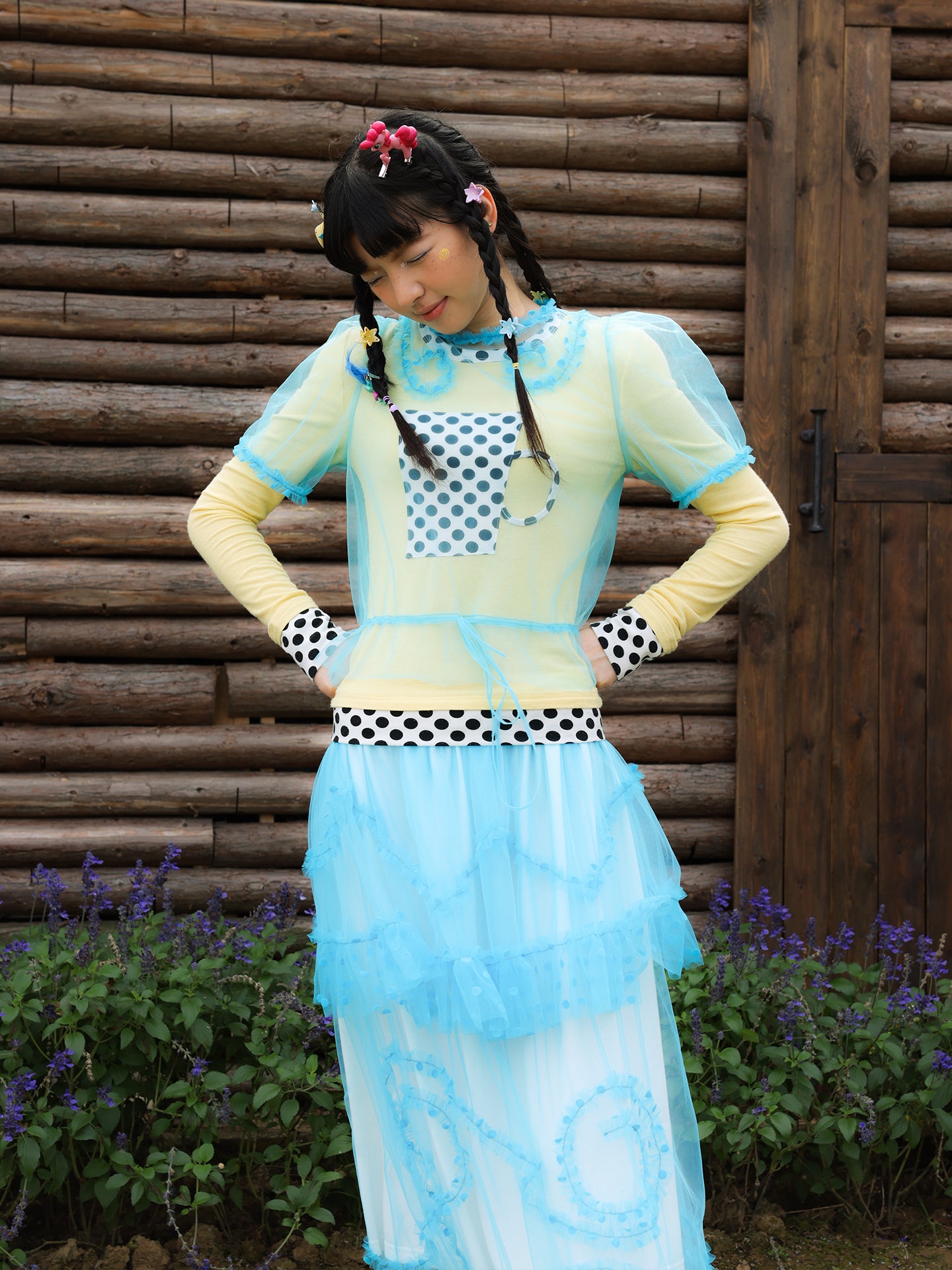 Swirl Dots Mesh Top & Skirt