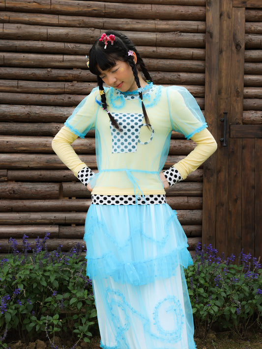 Swirl Dots Mesh Top & Skirt