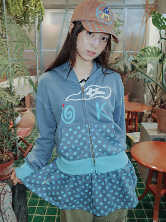 Windy "OK " Hoodie Jacket & Apron Skirt Set