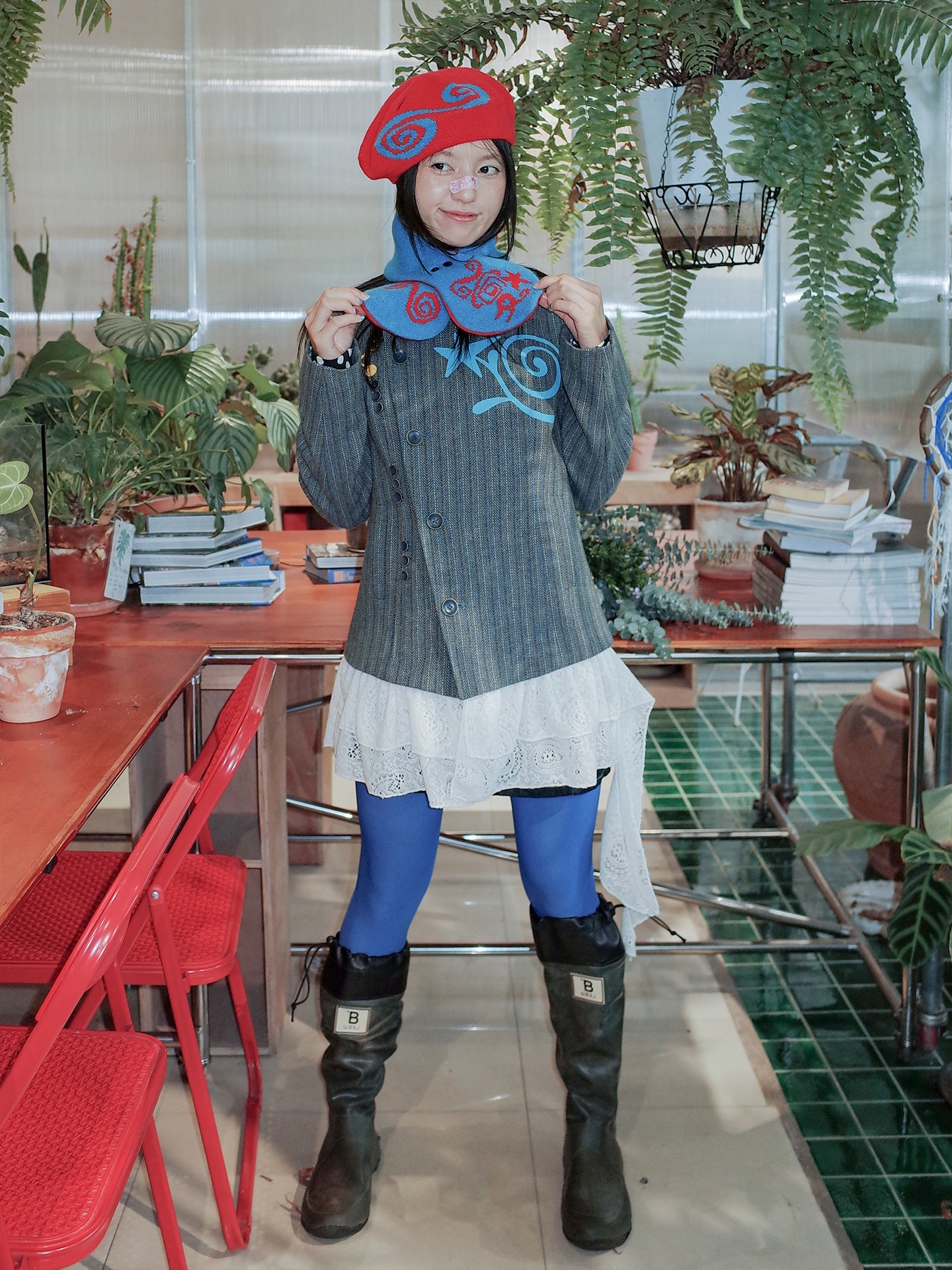 Swirl Print Lace Hem Jacket