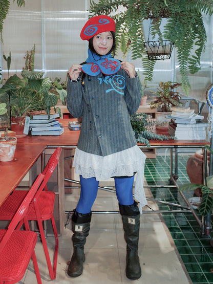 Swirl Print Lace Hem Jacket