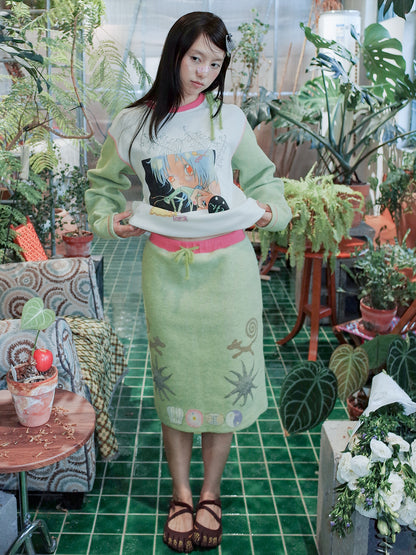 Oliwa × USN Girl Print Sweatshirt & Skirt