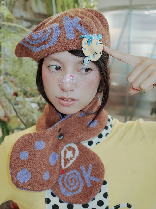 "OK" Knit Beret & Scarf