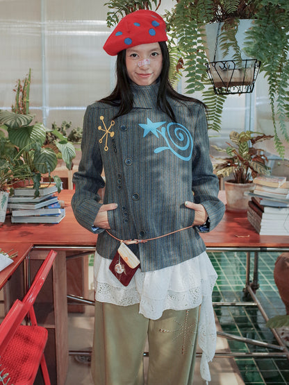 Swirl Print Lace Hem Jacket