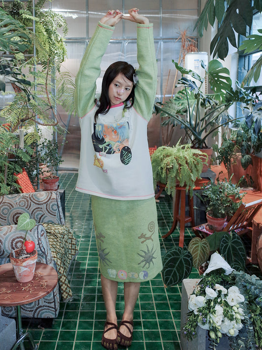 Oliwa × USN Girl Print Sweatshirt & Skirt