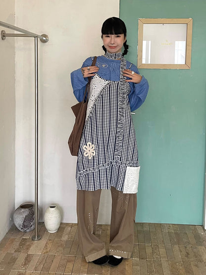 The Picnic Poet Checkered Lace Apron Dress