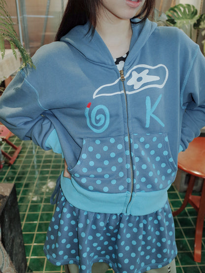 Windy "OK " Hoodie Jacket & Apron Skirt Set