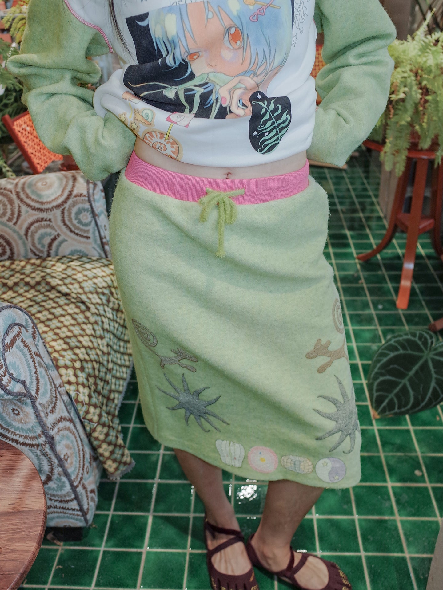 Oliwa × USN Girl Print Sweatshirt & Skirt