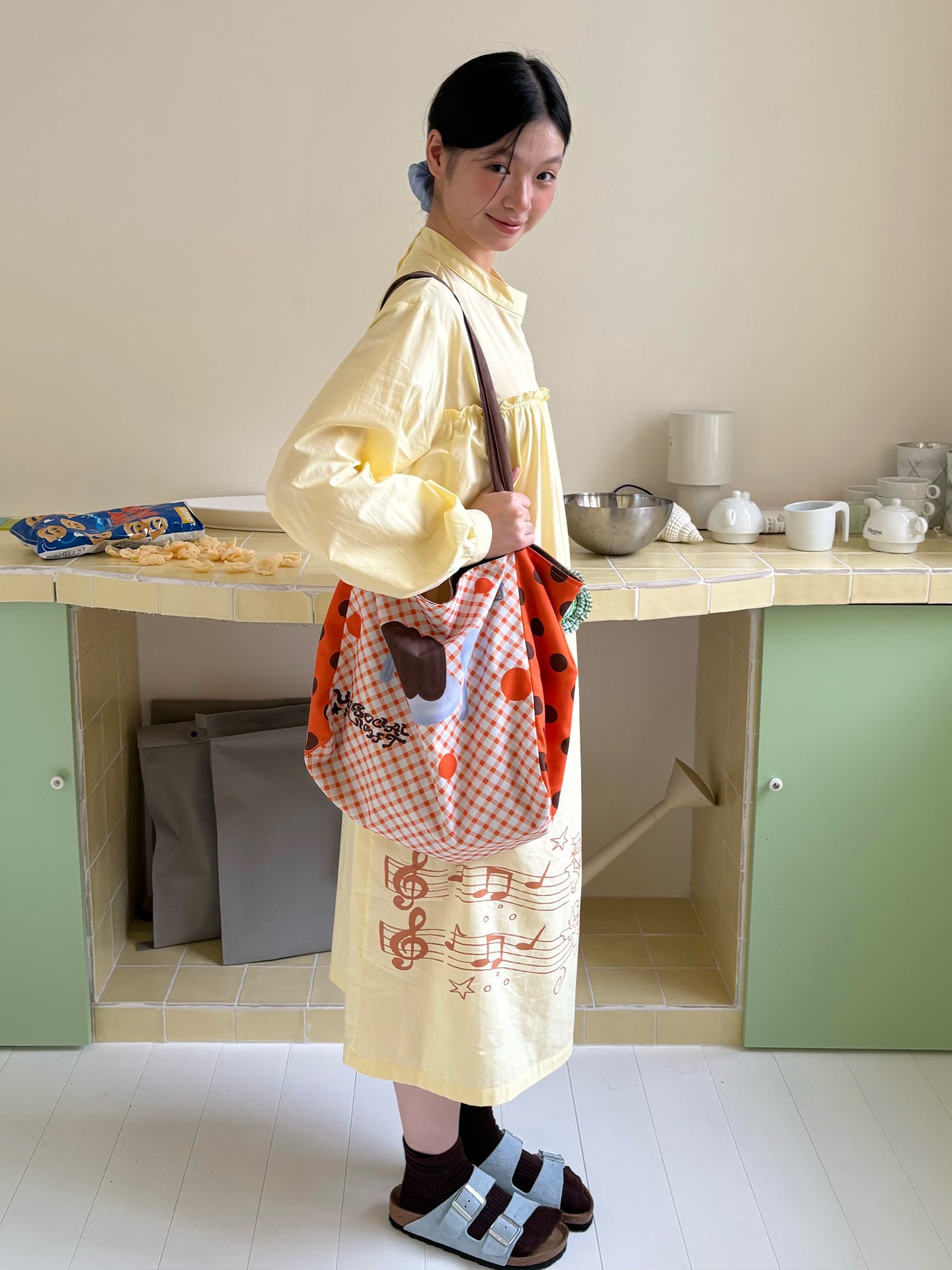 Pumpkin Canelé Suede Tote Bag