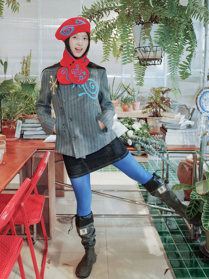 Swirl Print Lace Hem Jacket