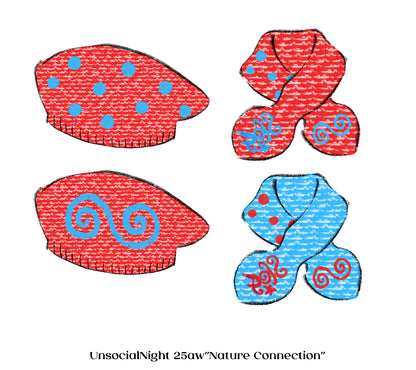 Red Sky Blue Land Knit Beret & Scarf