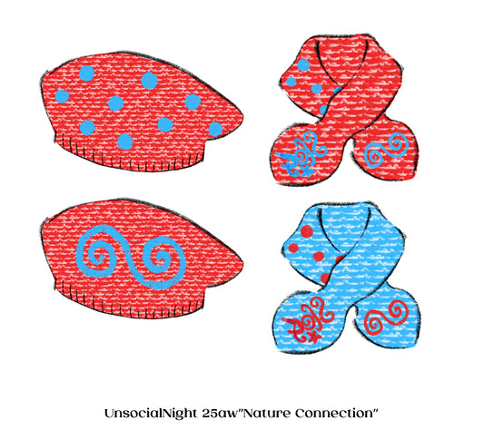 Red Sky Blue Land Knit Beret & Scarf