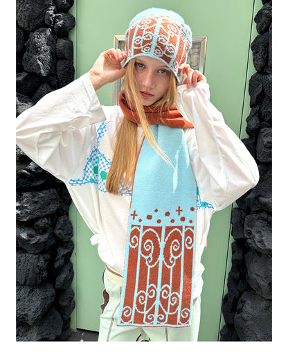 Campus Railing Reversible Beanie Hat & Scarf Set