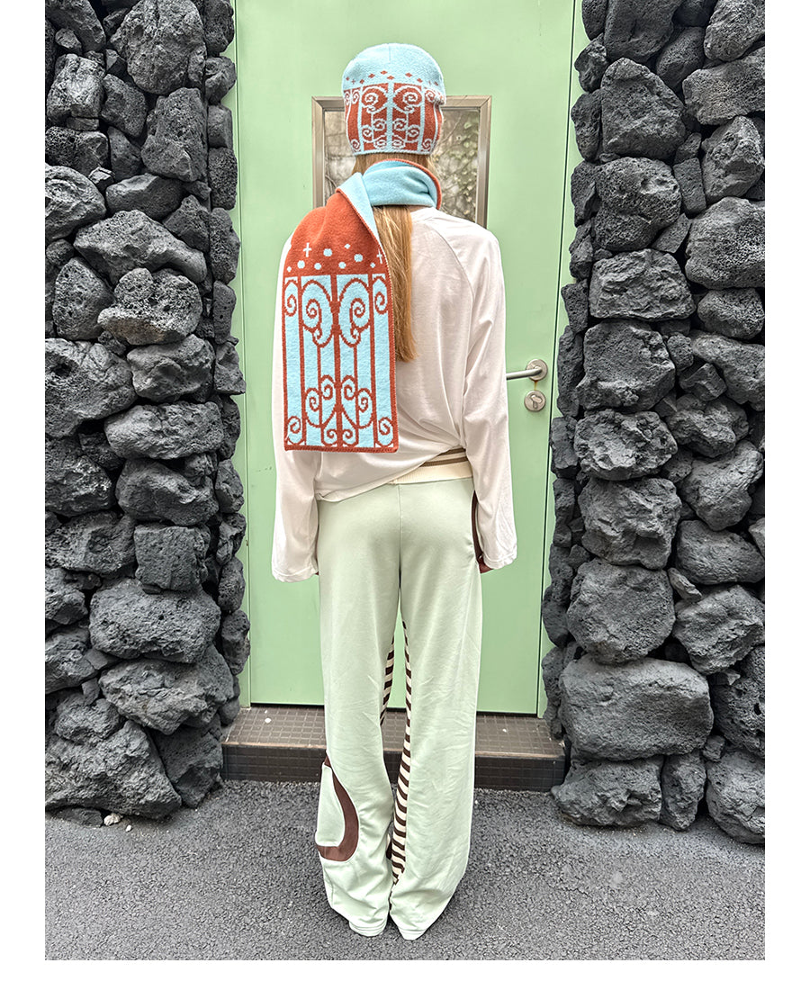 Chalk Circle Striped Patchwork Flared Sweatpants