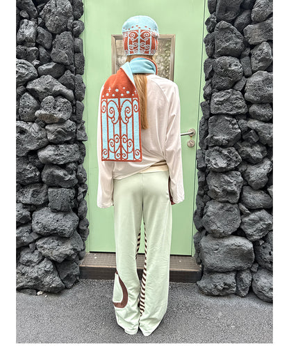 Chalk Circle Striped Patchwork Flared Sweatpants