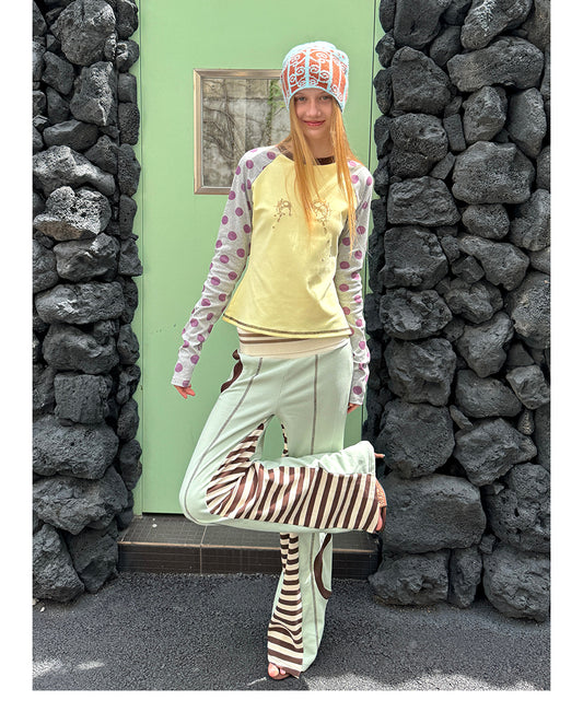 Chalk Circle Striped Patchwork Flared Sweatpants